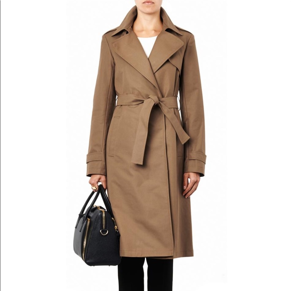 Theory Ashling Makintosh olive green brown trench coat